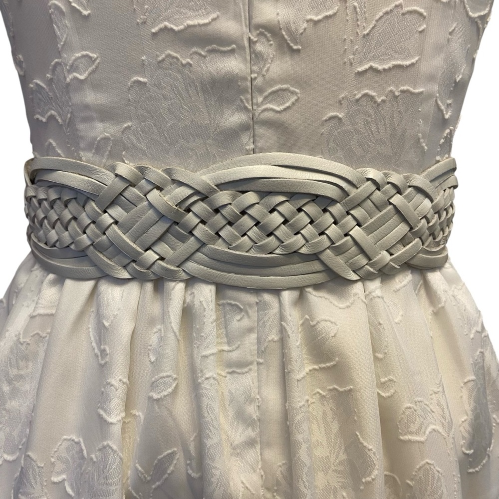Michael Michael Kors White Woven Leather Belt With Gold Buckle Sz M - Picture 9 of 13